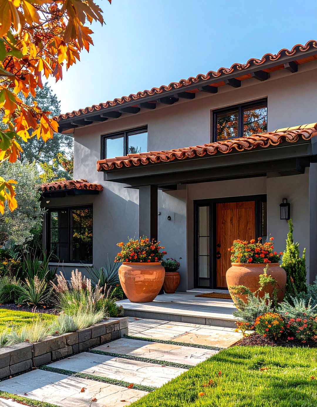 Summit Gray with Natural Clay Accents - 40 Gray Exterior House Paint Ideas for Modern Homes