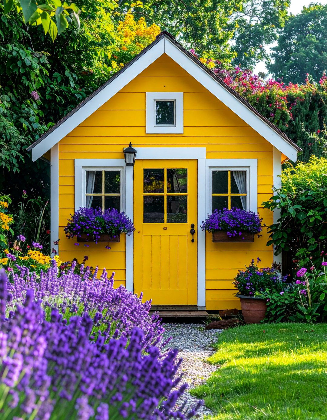 Sunny Yellow Accent Shed Color - 20 Shed Color Ideas to Transform Your Outdoor Space
