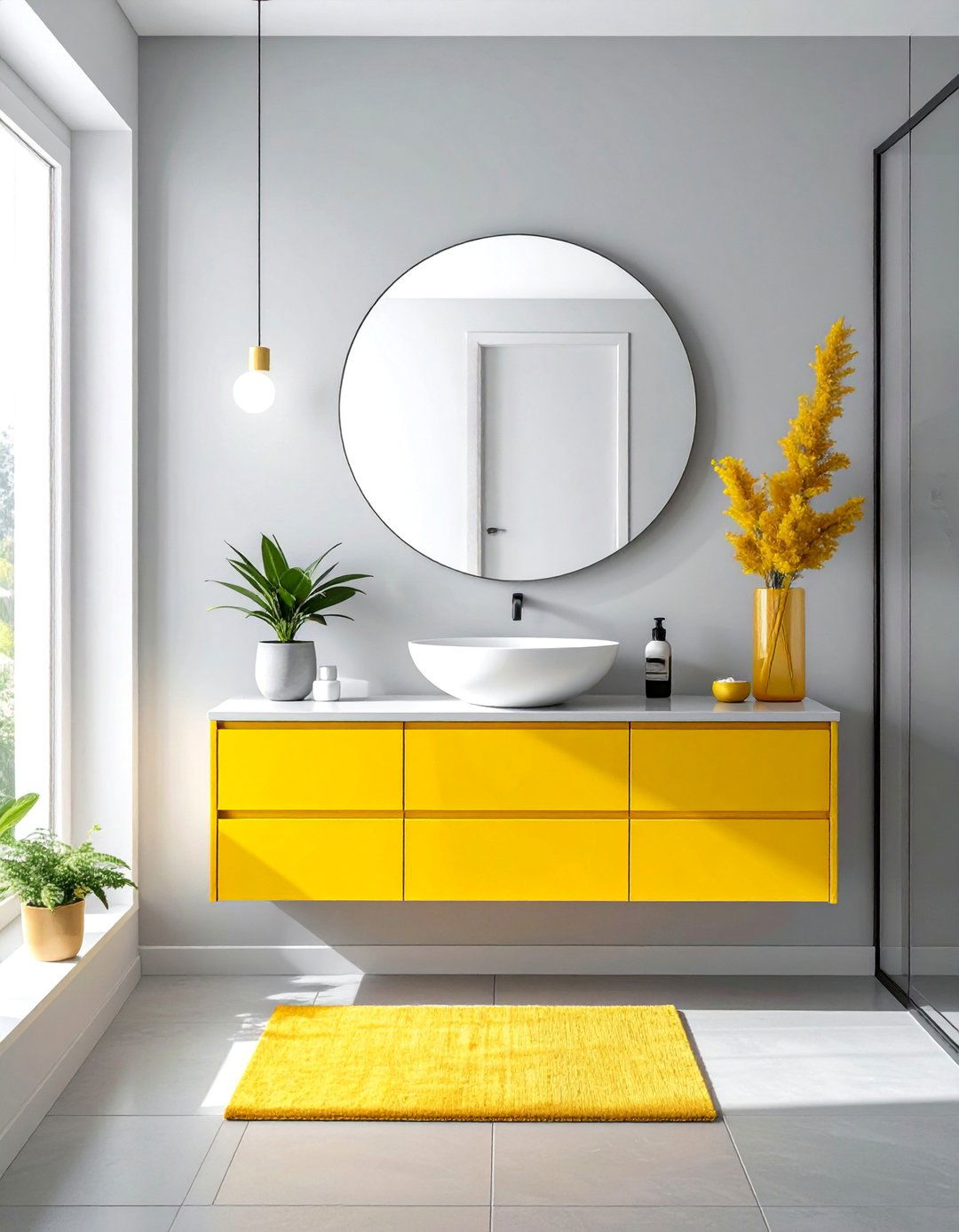 Sunny Yellow Bathroom Vanity - 25 Colorful Bathroom Ideas to Brighten Your Space