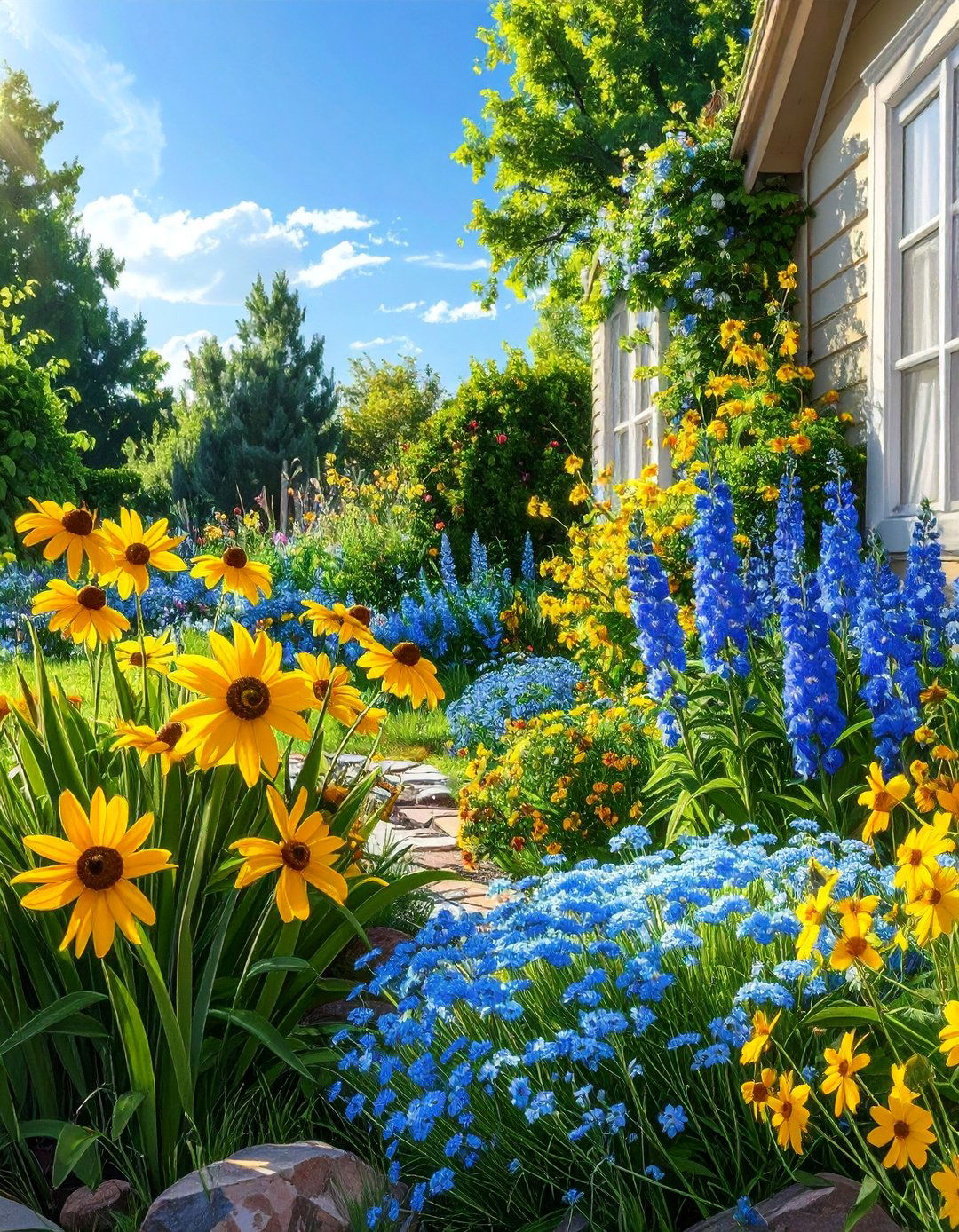 Sunny Yellow and Sky Blue Garden Colour Scheme - 30 Garden Colour Schemes to Brighten Your Outdoor Space