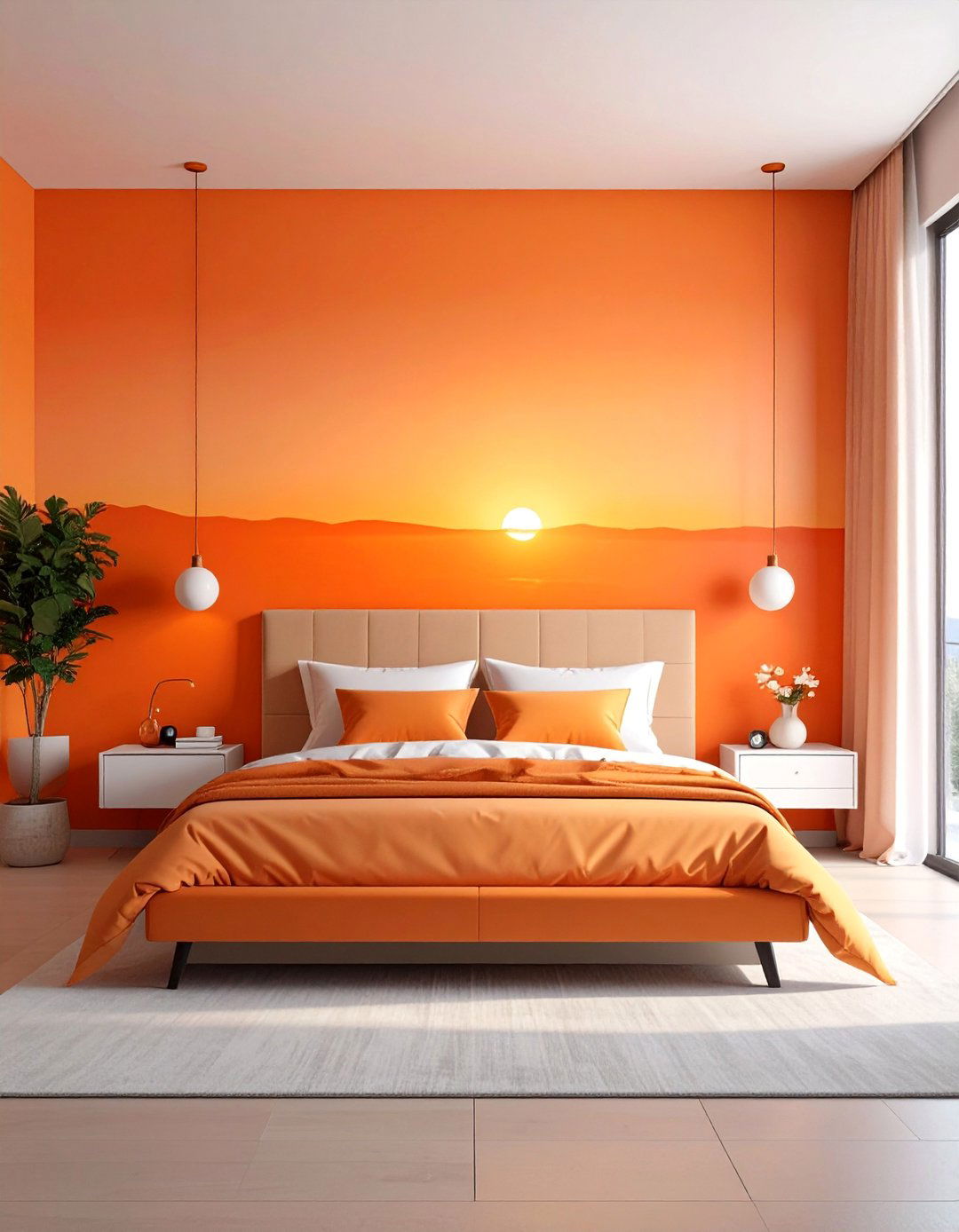 Sunset Inspired Orange Gradient Wall - 30 Orange Room Ideas to Brighten Your Home