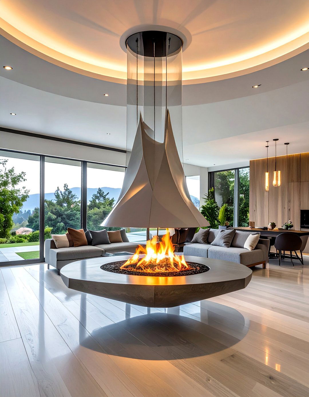Suspended Hanging Fireplace Units - 40 Modern Fireplace Ideas to Warm Up Your Home