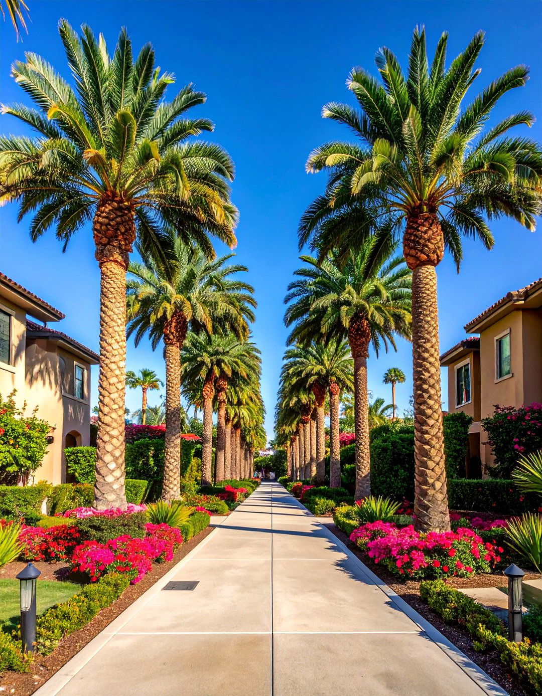 Symmetrical Entrance Gateway Design - 30 Front Yard Palm Tree Landscape Design Ideas