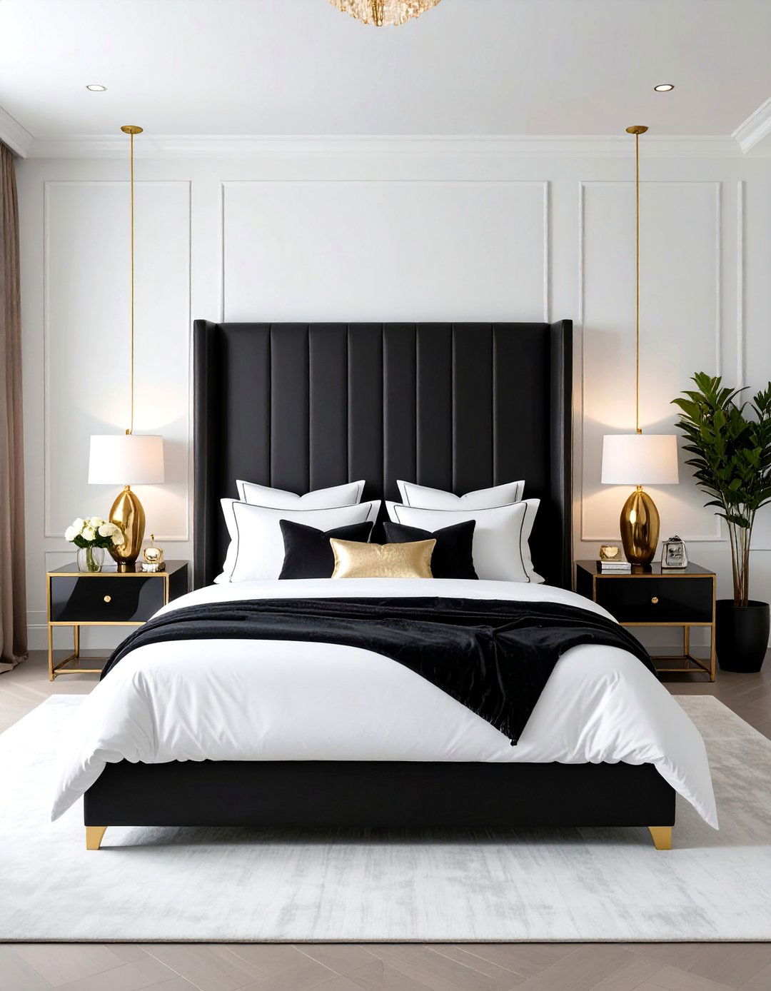 Tall Black Panel Headboard - 15 Black Headboard Bedroom Ideas for Dramatic Flair