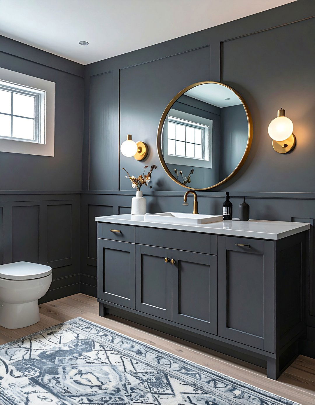 Tall Board and Batten Powder Room Wainscoting - 25 Powder Room Wainscoting Ideas for a Stylish Bathroom