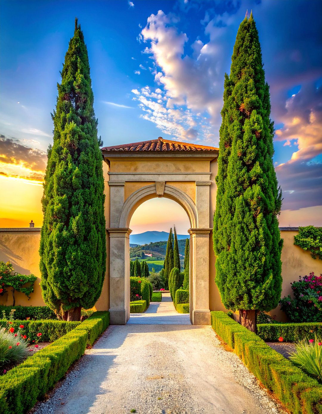 Tall Cypress Trees for Vertical Accents - 30 Greek Garden Ideas for a Mediterranean Oasis