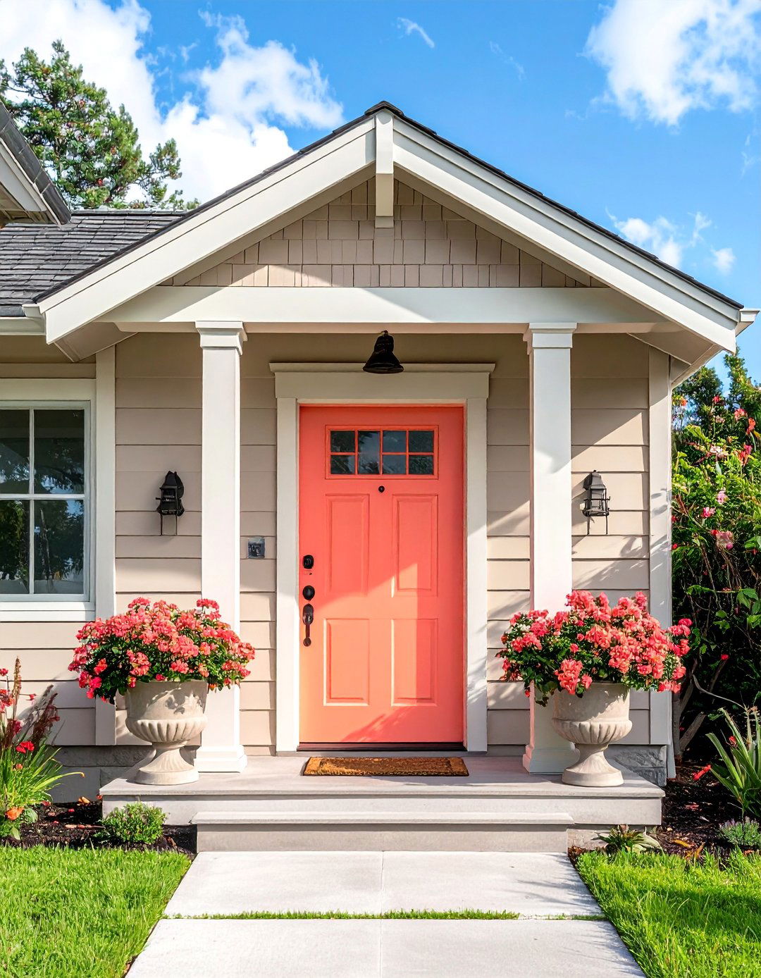Taupe Exterior with Soft Coral Accents - 25 Exterior Taupe House Color Combinations for a Timeless Look