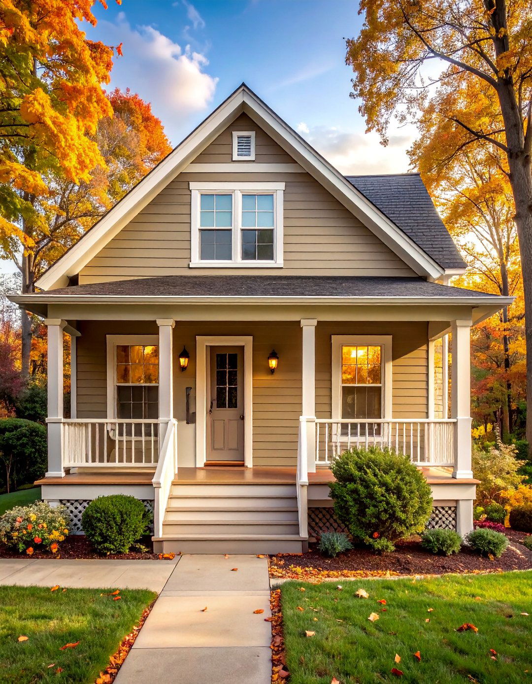 Taupe Walls with Creamy Off White Accents - 25 Exterior Taupe House Color Combinations for a Timeless Look