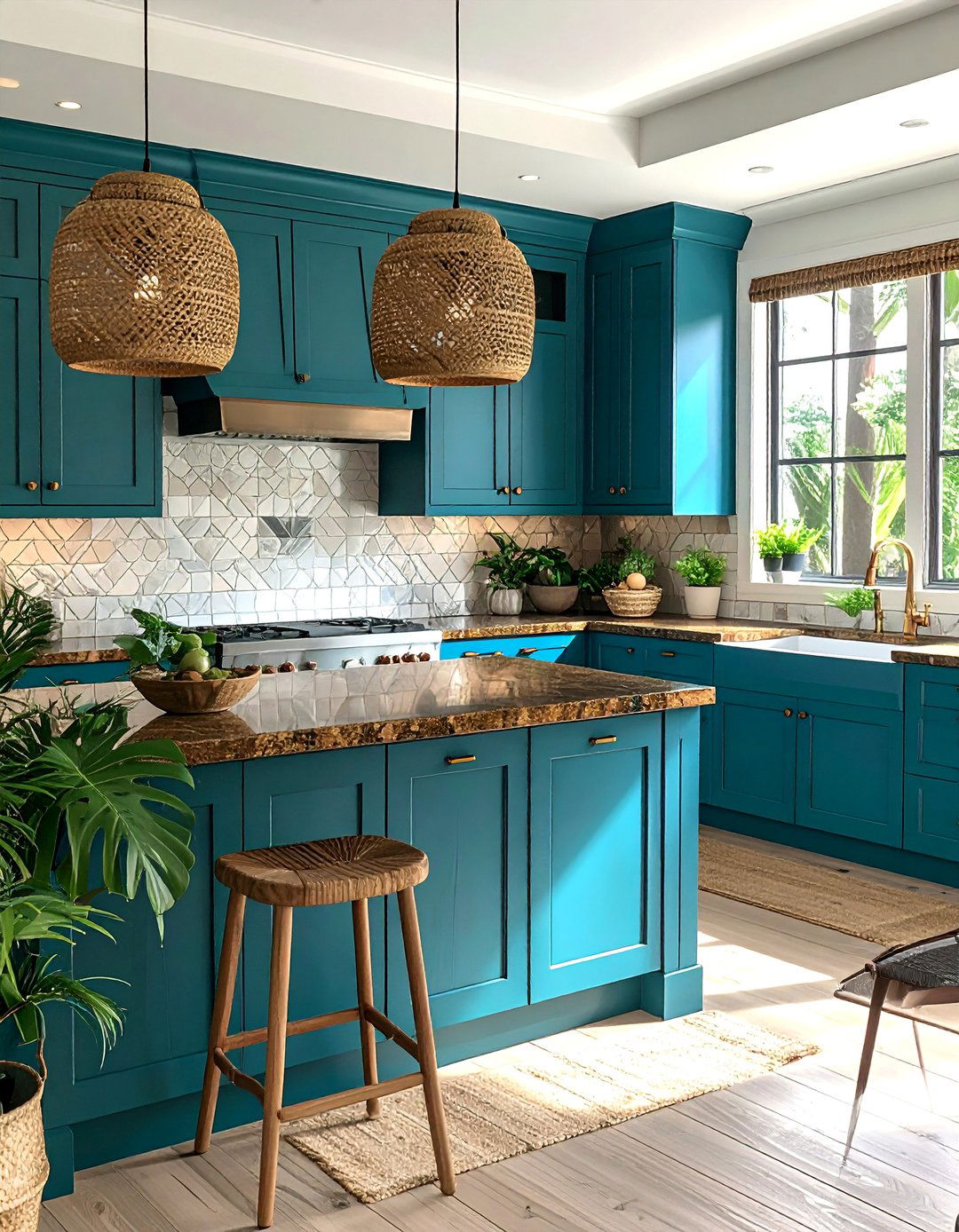 Teal Kitchen Cabinets With Tropical Brown Granite Countertops - 20 Blue Kitchen Cabinets With Brown Granite Countertops Ideas