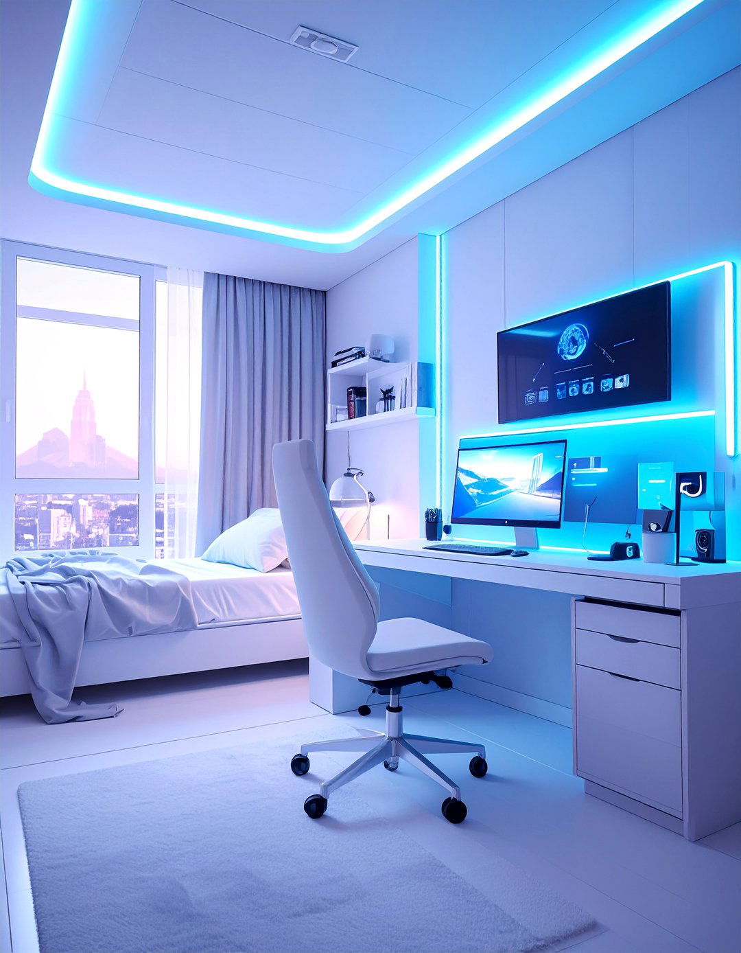 Technology Integrated Smart Office - 40 Bedroom Office Ideas for a Productive Space