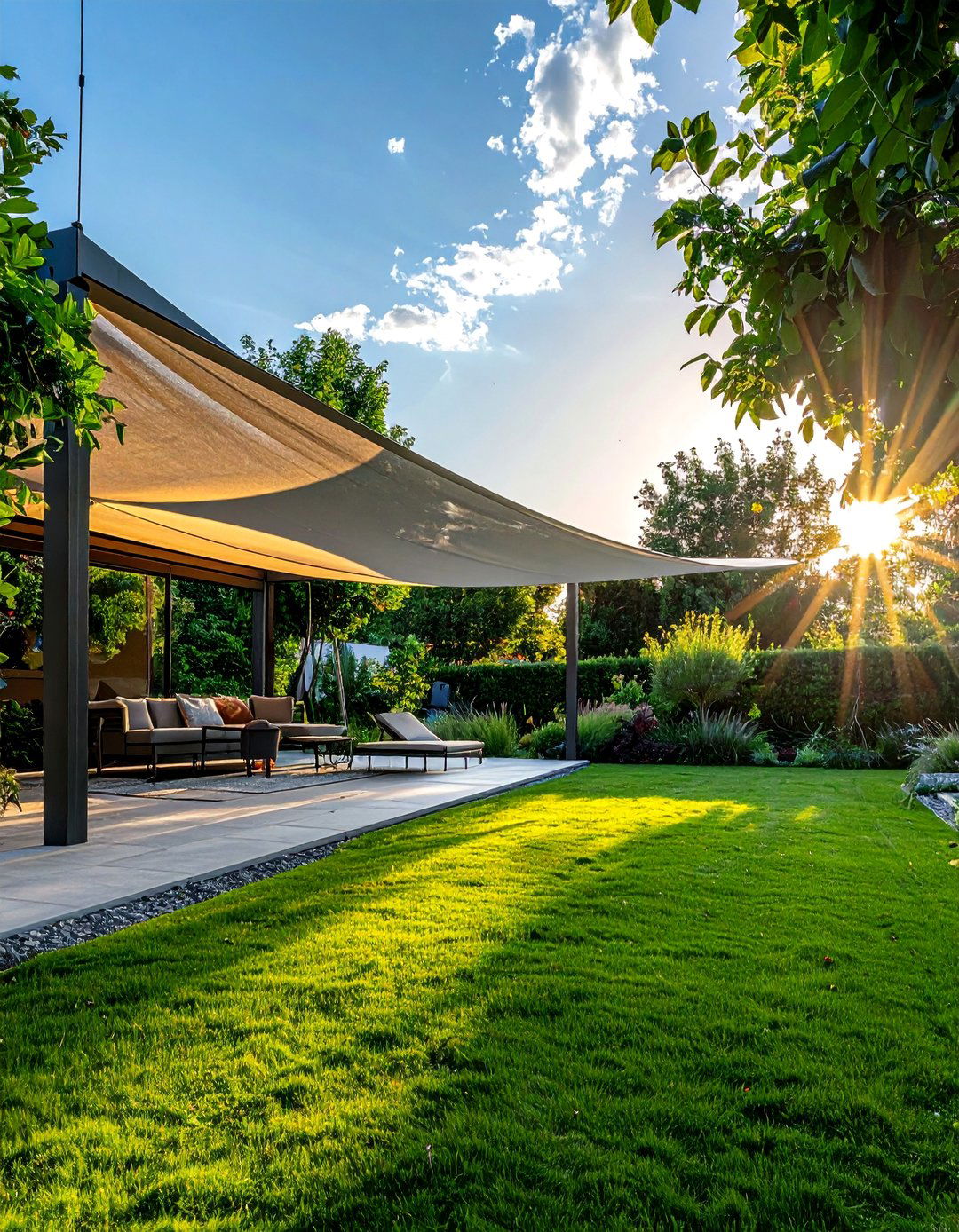Tension Shade Structures - 20 Garden Shade Ideas for a Cool and Comfortable Outdoor Space