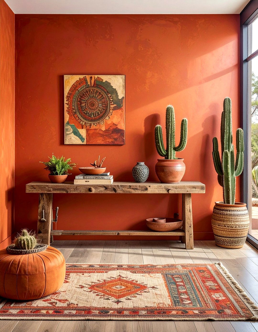 Terracotta Accent Wall Southwestern Living Room - 25 Southwestern Living Room Ideas for a Cozy Retreat