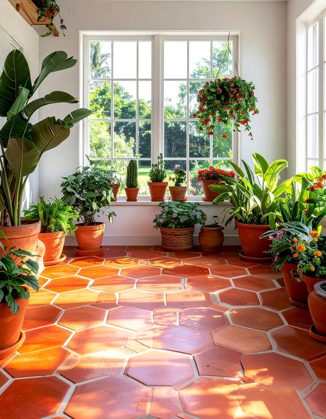 Terracotta Hexagon Tile Flooring - 40 Farmhouse Flooring Ideas to Enhance Your Home's Charm