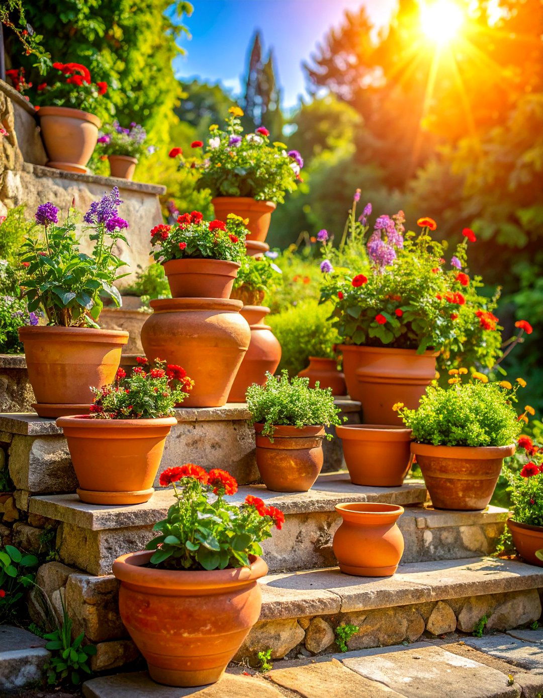 Terracotta Pot Groupings - 30 Rustic Landscaping Ideas to Transform Your Outdoor Space