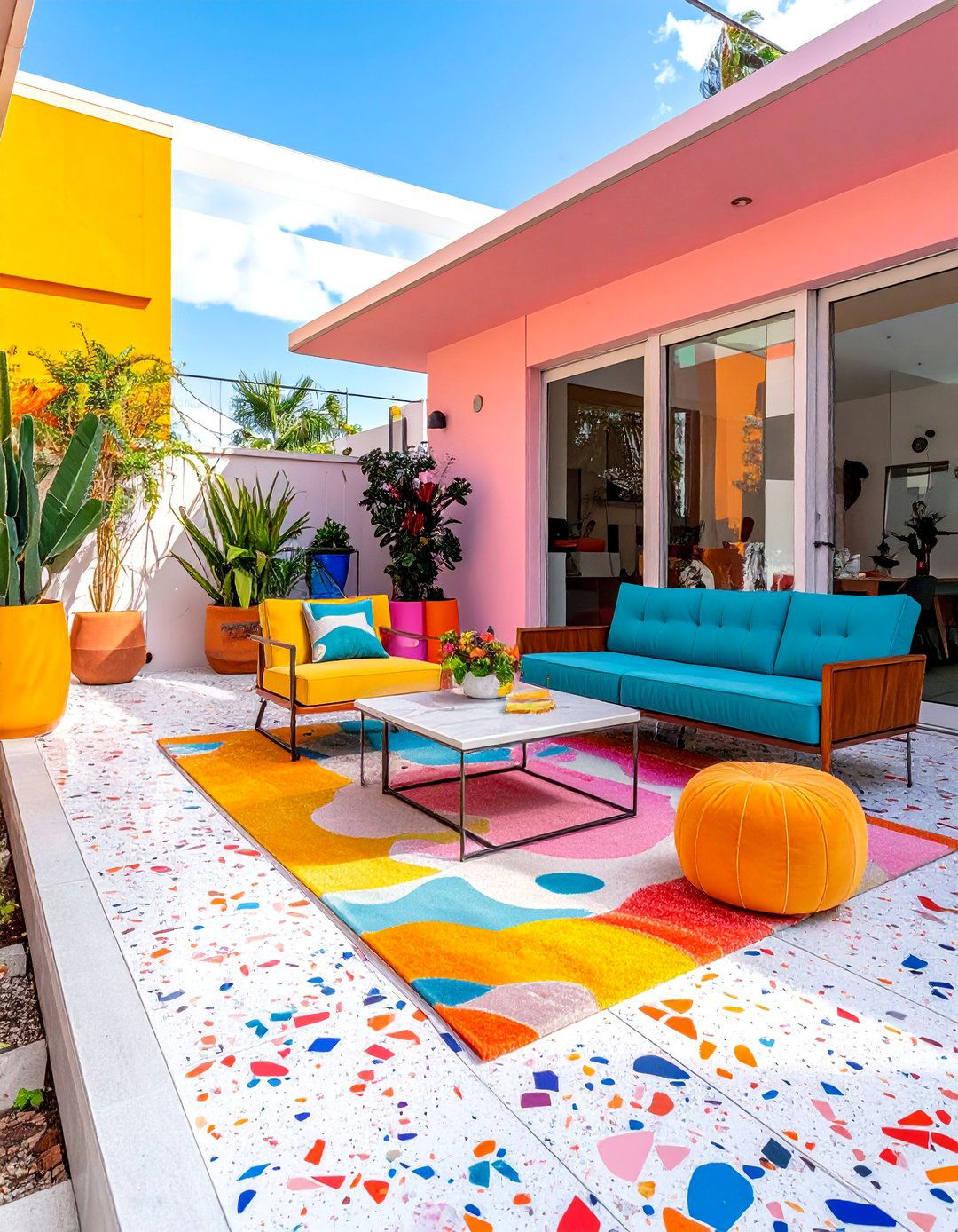 Terrazzo Look Porcelain Patio Tiles - 30 Patio Tile Ideas for a Stylish Outdoor Space