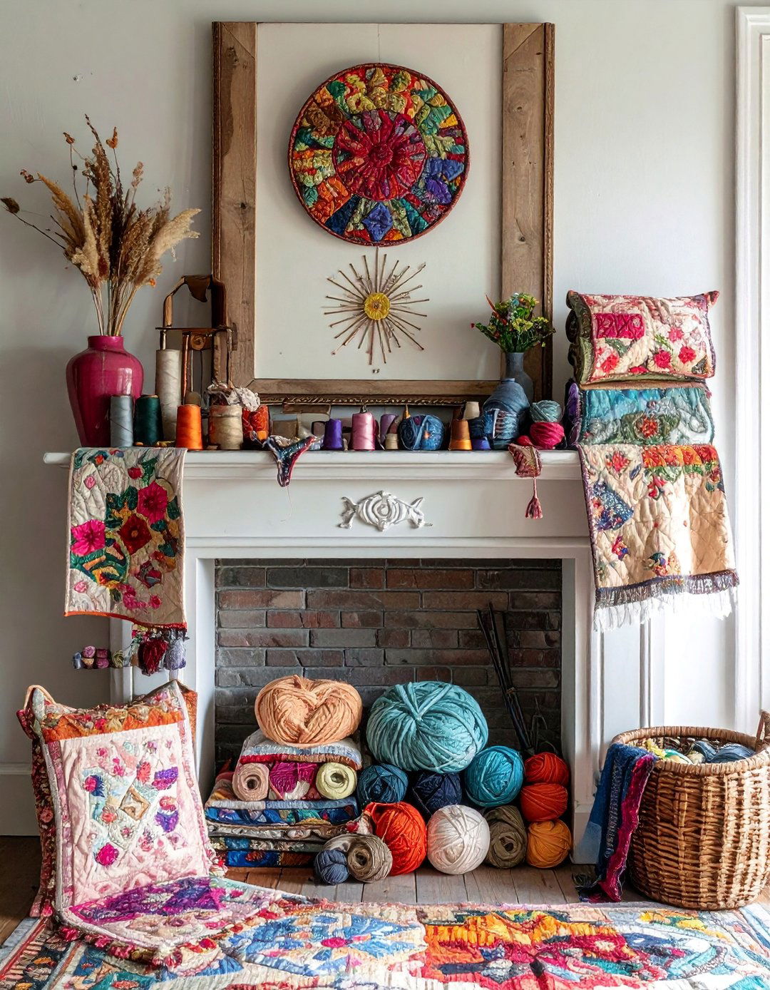 Textile Arts Celebration - 40 Stylish Mantel Decor Ideas for Every Season