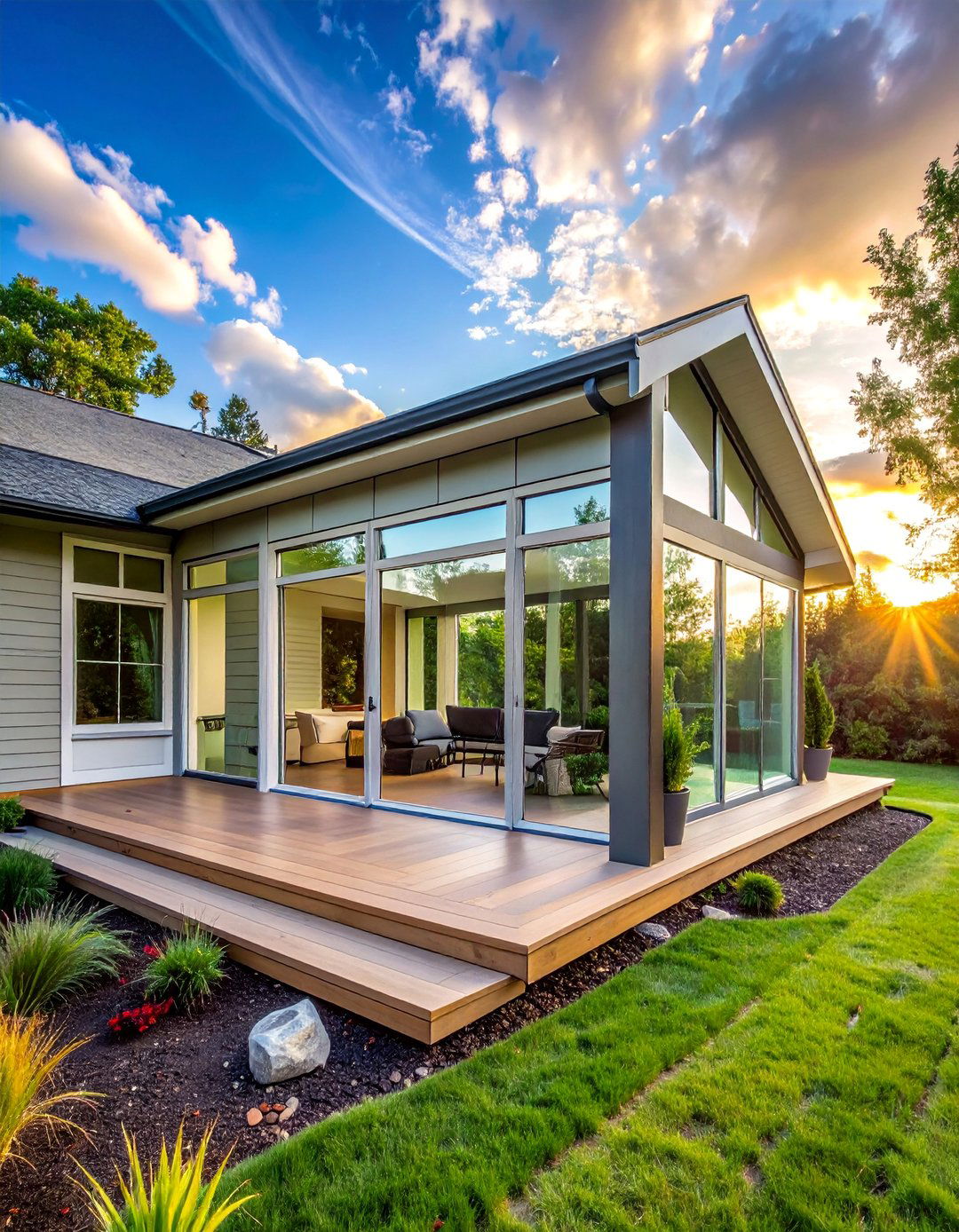 Three Season Glass Room Extension - 40 Glass Porch Design Ideas to Brighten Your Home