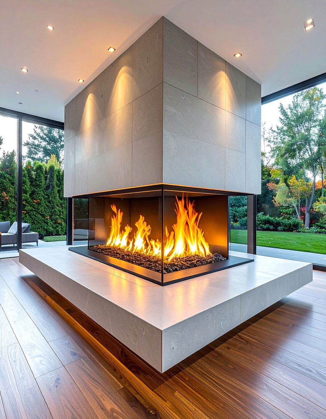 Three Sided Peninsula Fireplaces - 40 Modern Fireplace Ideas to Warm Up Your Home