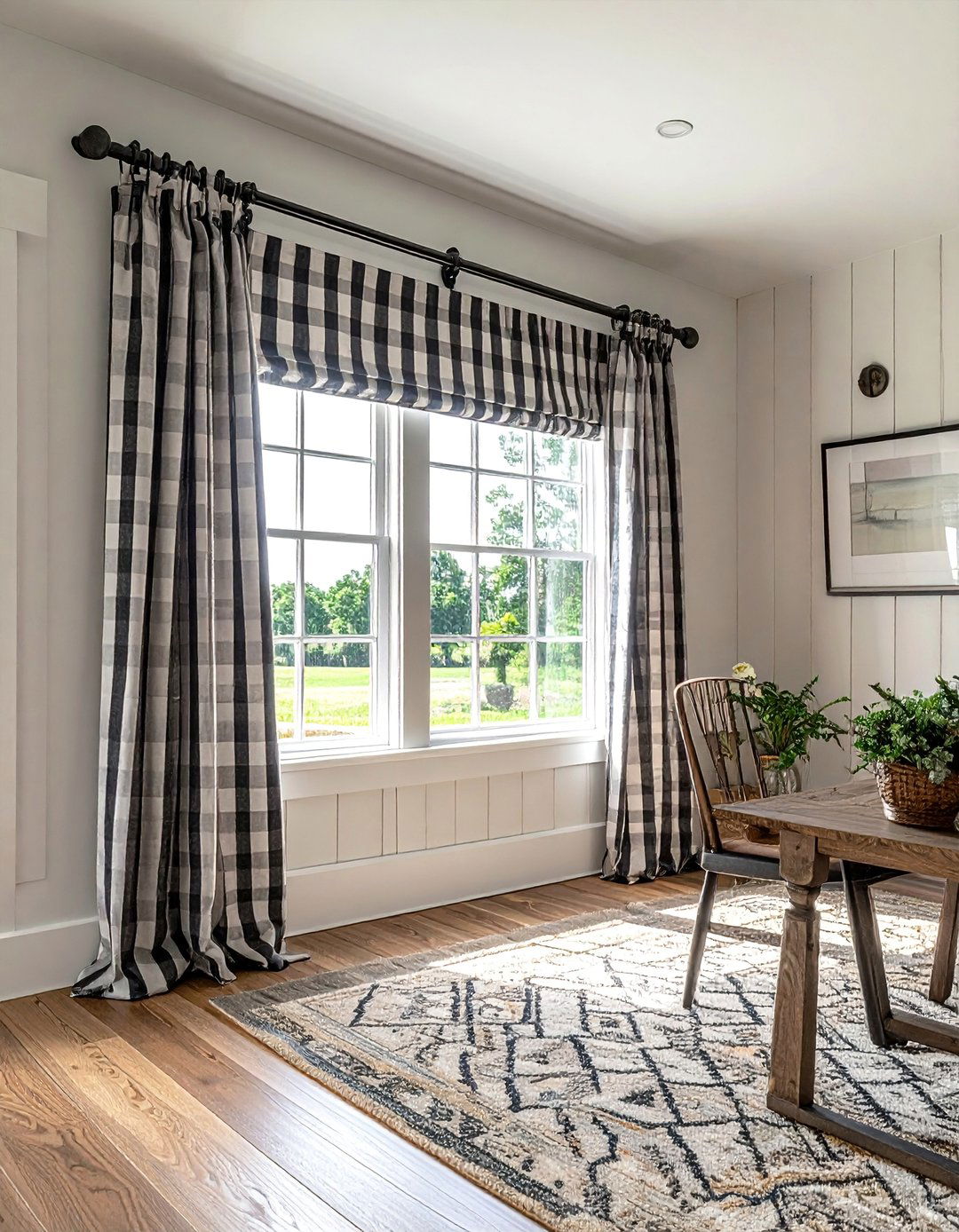 Ticking Stripe Tab Top Curtains - 40 Farmhouse Window Treatment Ideas for a Cozy Home