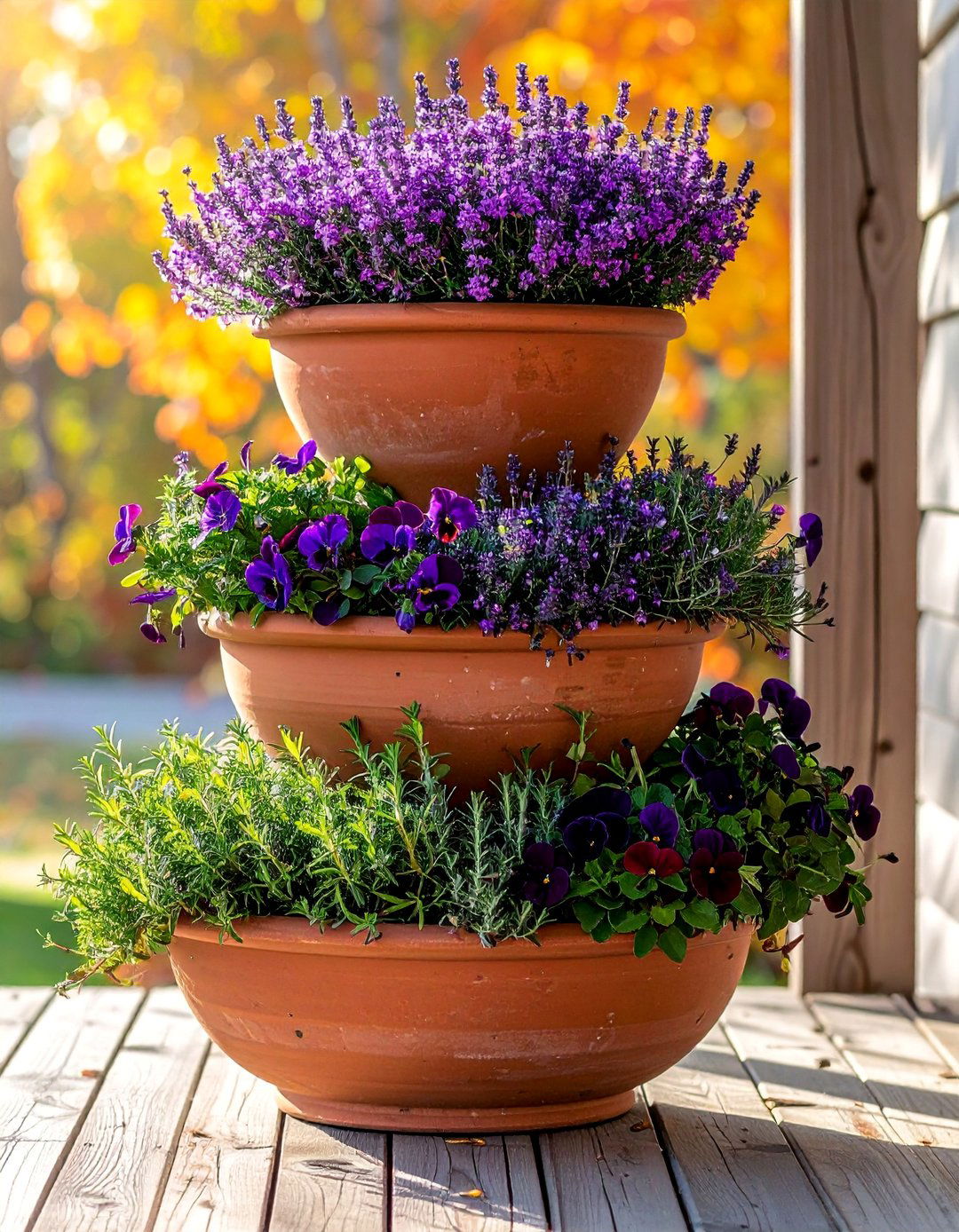 Tiered Pot and Herb Fall Planter - 40 Fall Planter Ideas to Add Seasonal Charm