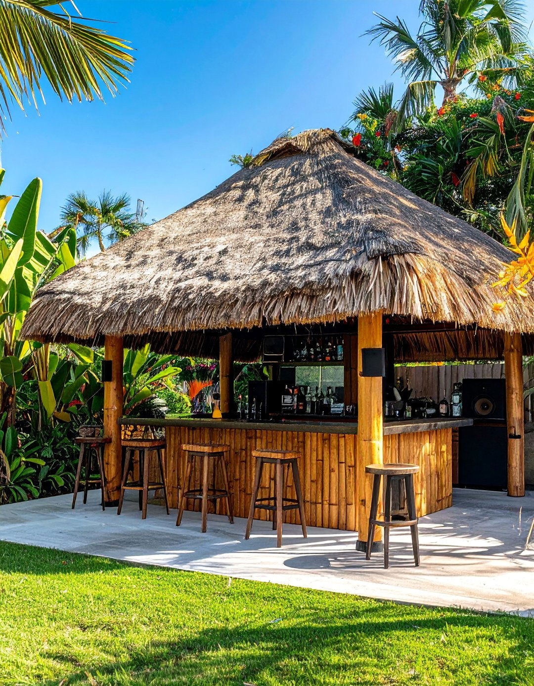 Tiki Bar Paradise Entertainment Zone - 30 Florida Backyard Ideas for a Tropical Oasis