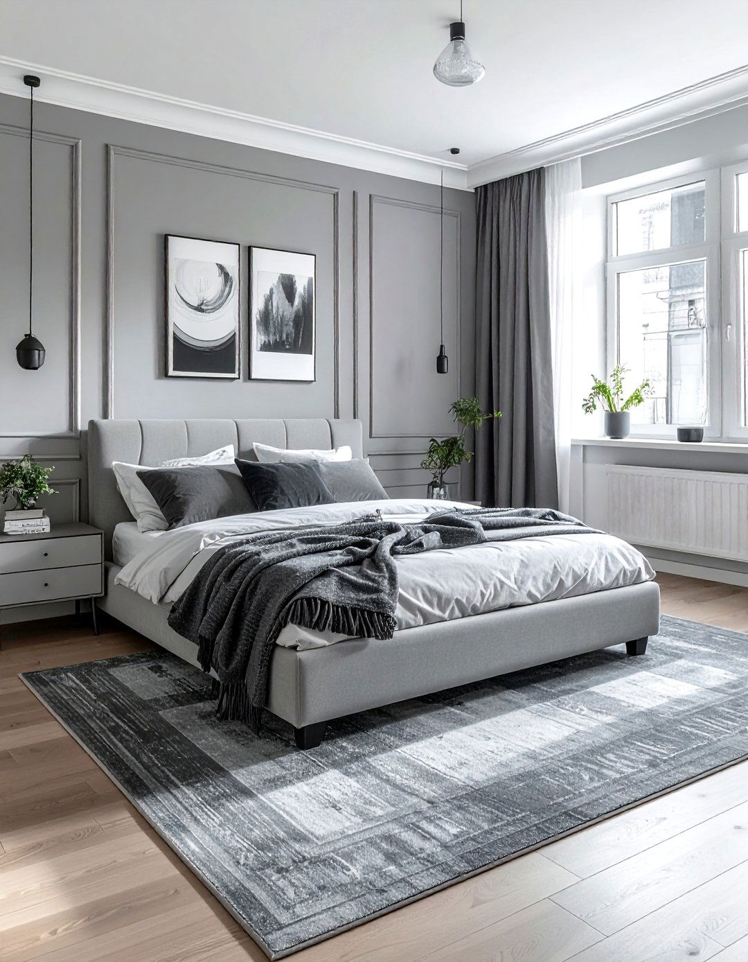 Tonal Grey Shades for Depth - 40 Grey and White Bedroom Ideas for a Serene Retreat