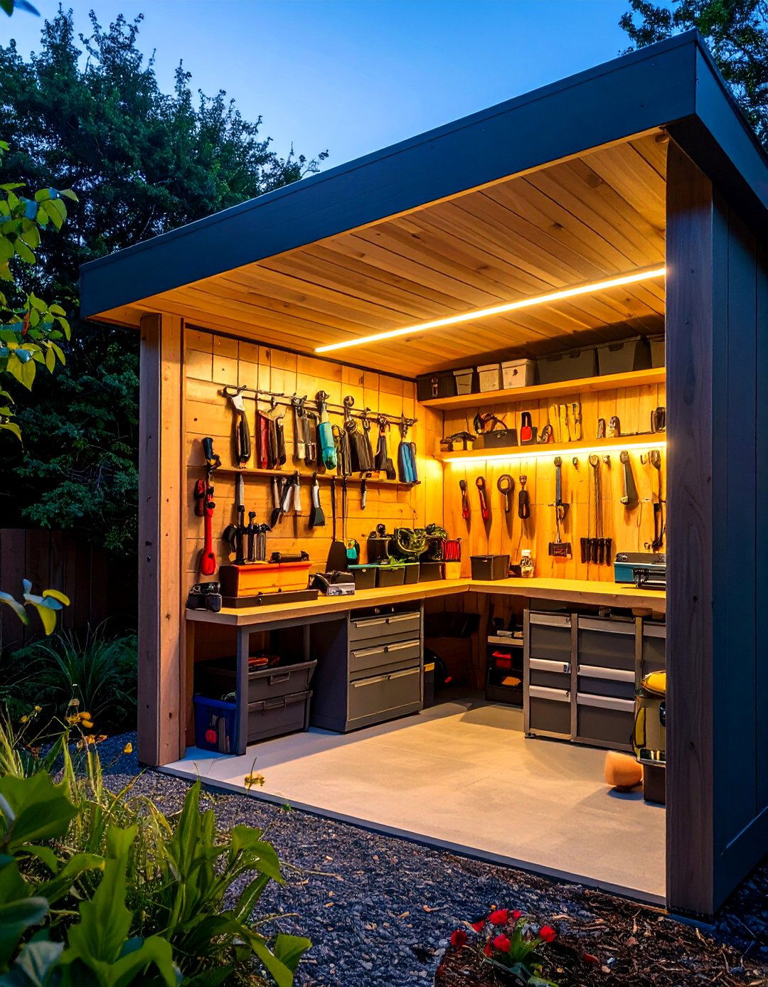 Tool Shed Task Lighting - 40 Garden Lighting Ideas to Illuminate Your Outdoor Space