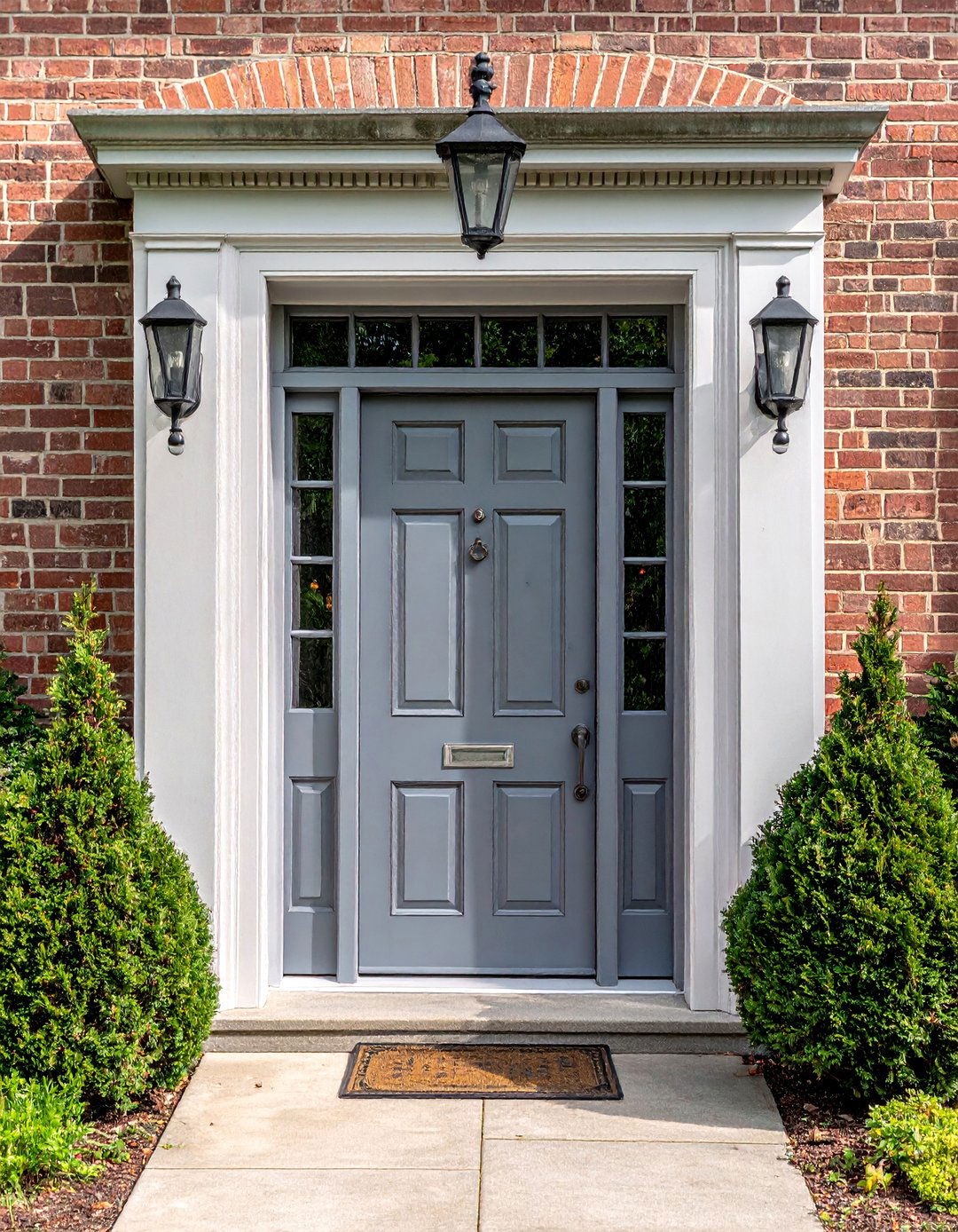 Traditional Panelled Grey Front Door - 25 Grey Front Door Ideas for a Stylish Entrance