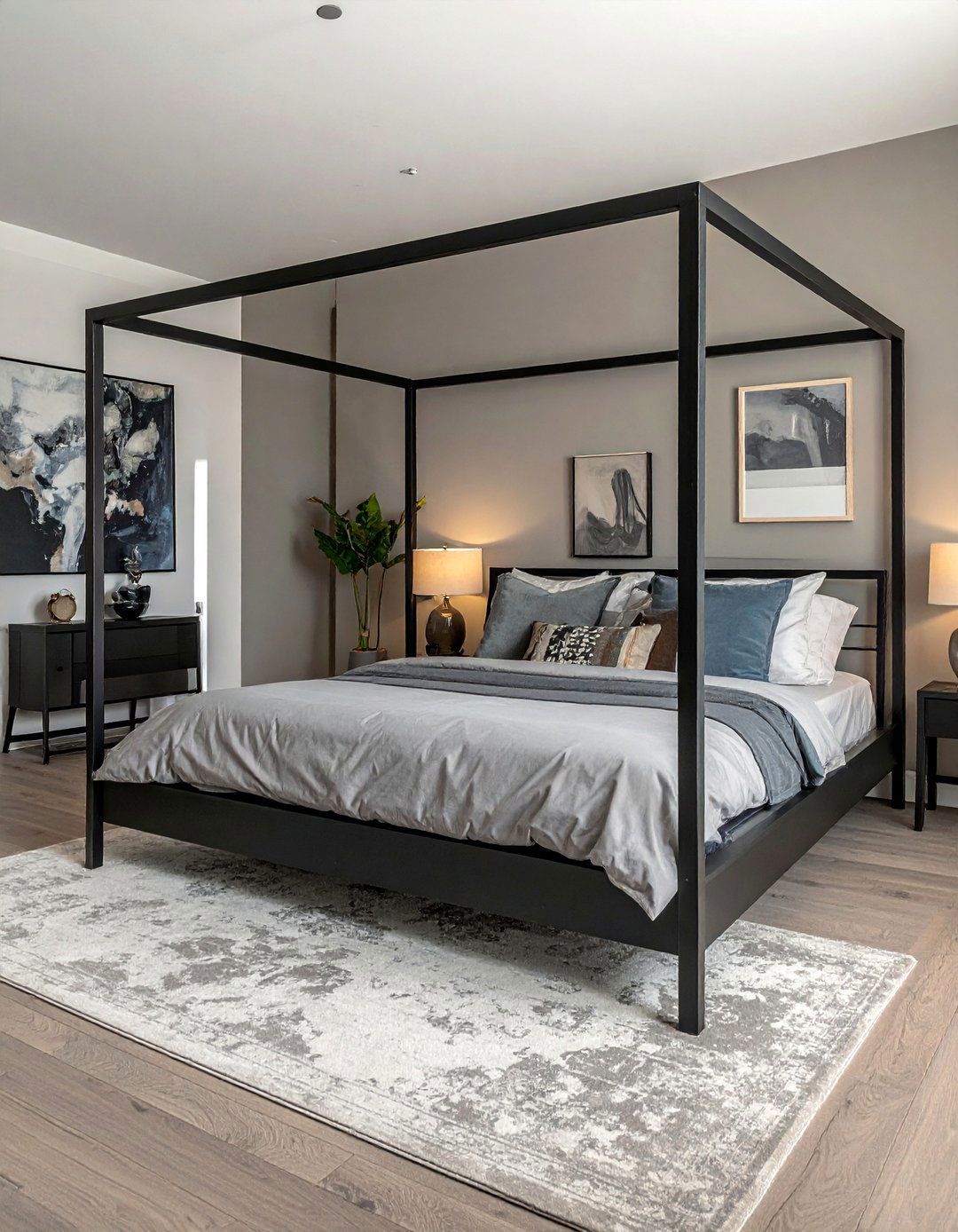 Transitional Bedroom Featuring a Modern Canopy Bed - 30 Transitional Bedroom Ideas for a Timeless Look