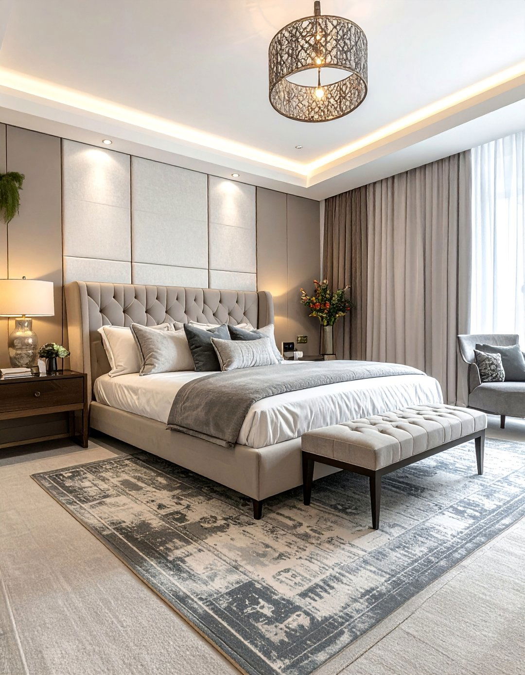 Transitional Bedroom Featuring an Area Rug Over Carpeting - 30 Transitional Bedroom Ideas for a Timeless Look