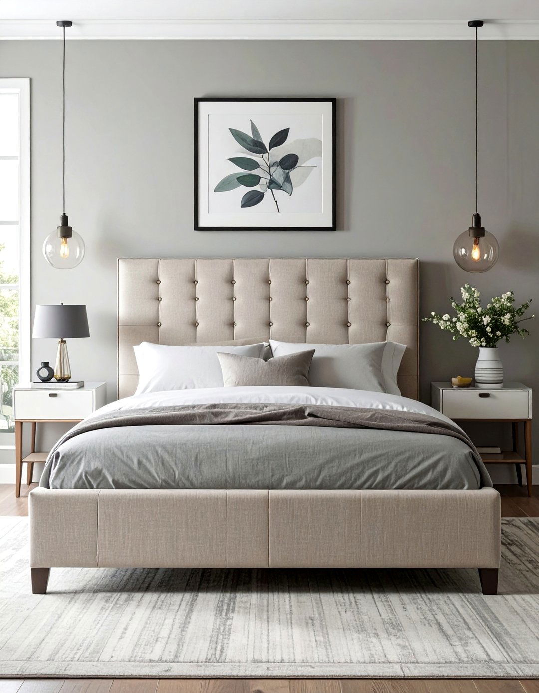 Transitional Bedroom Featuring an Upholstered Headboard - 30 Transitional Bedroom Ideas for a Timeless Look