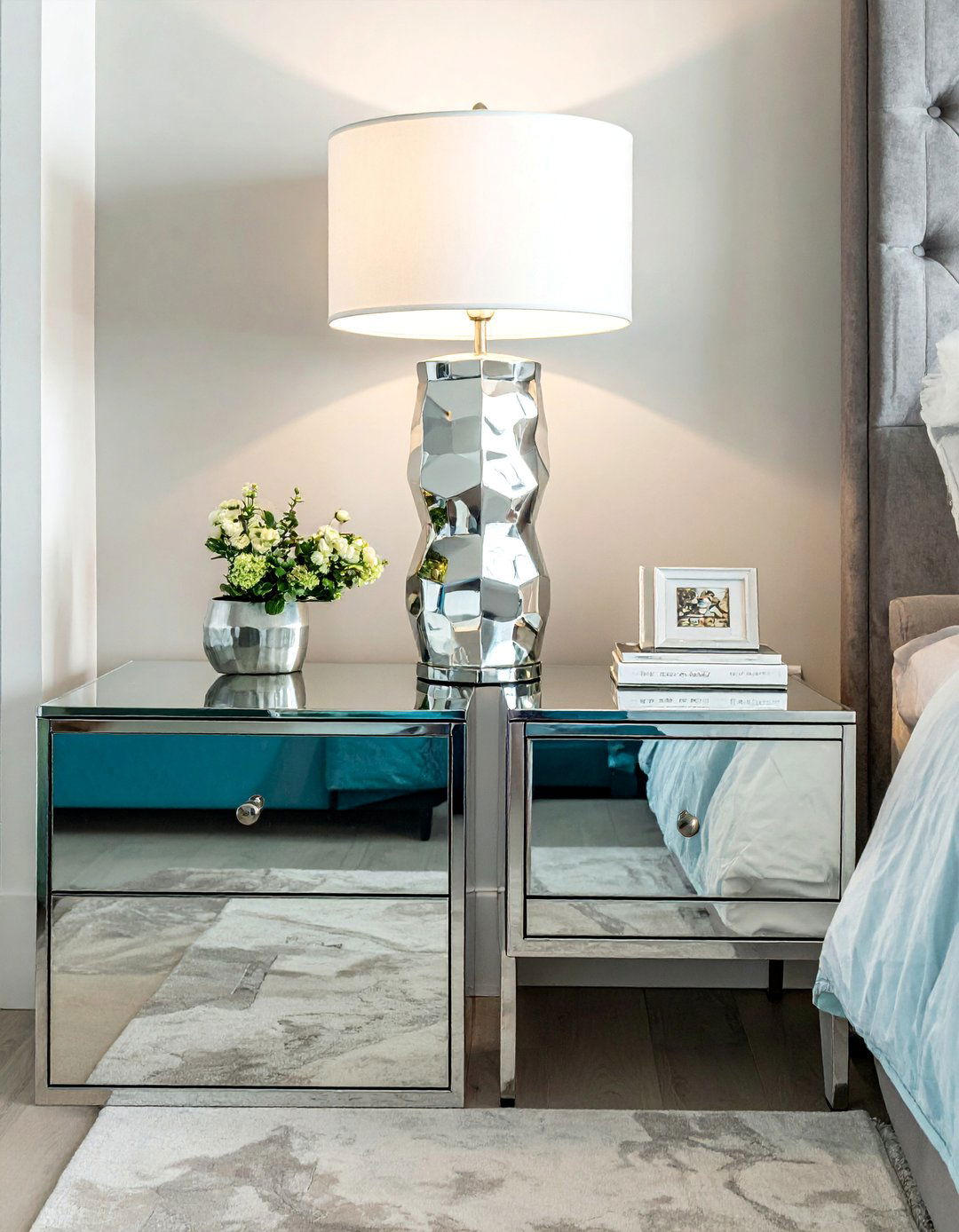 Transitional Bedroom Incorporating Mirrored Furniture - 30 Transitional Bedroom Ideas for a Timeless Look