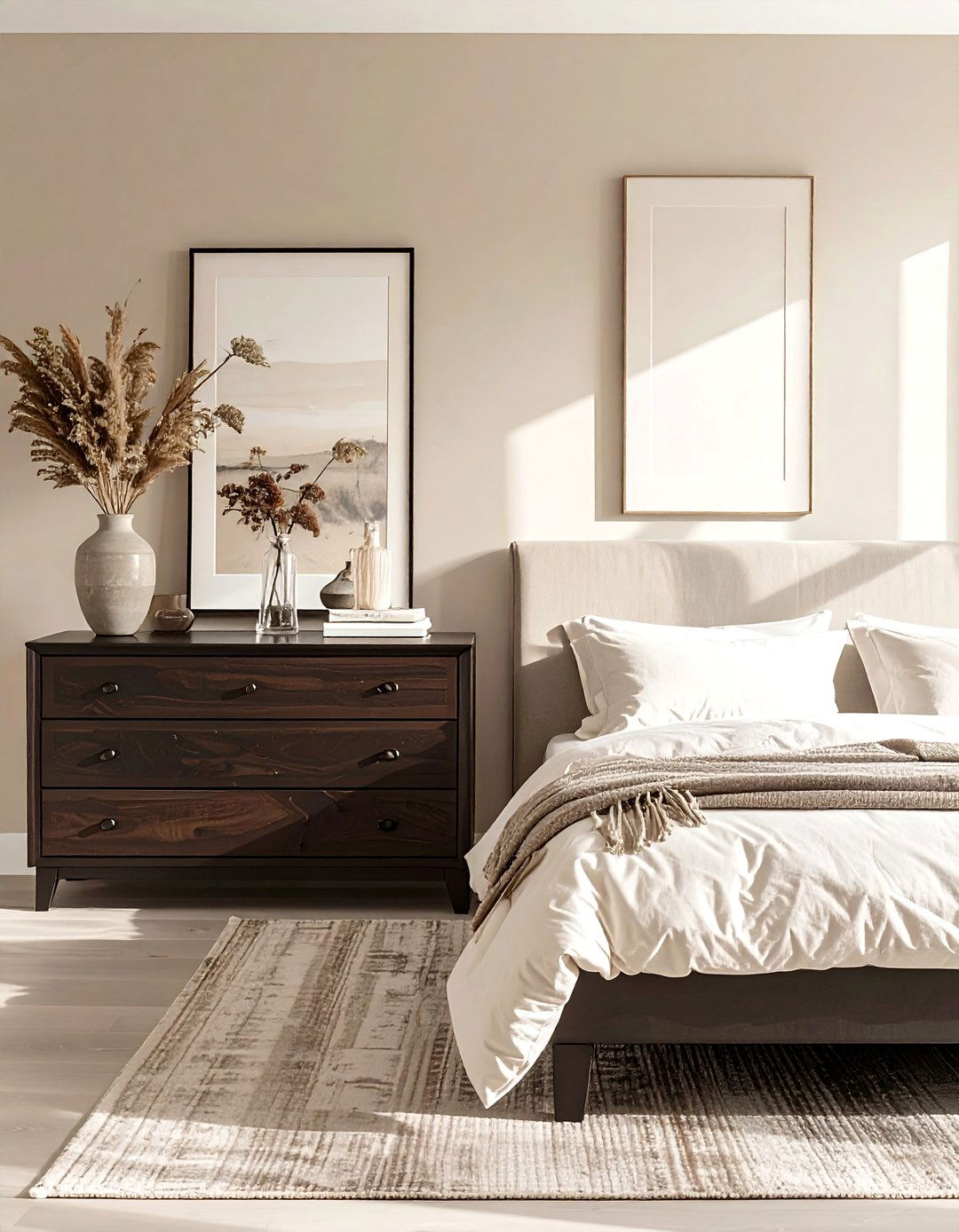 Transitional Bedroom Using Dark Wood Furniture - 30 Transitional Bedroom Ideas for a Timeless Look