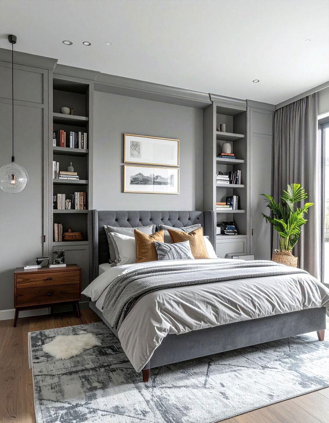 Transitional Bedroom with Built In Shelving - 30 Transitional Bedroom Ideas for a Timeless Look