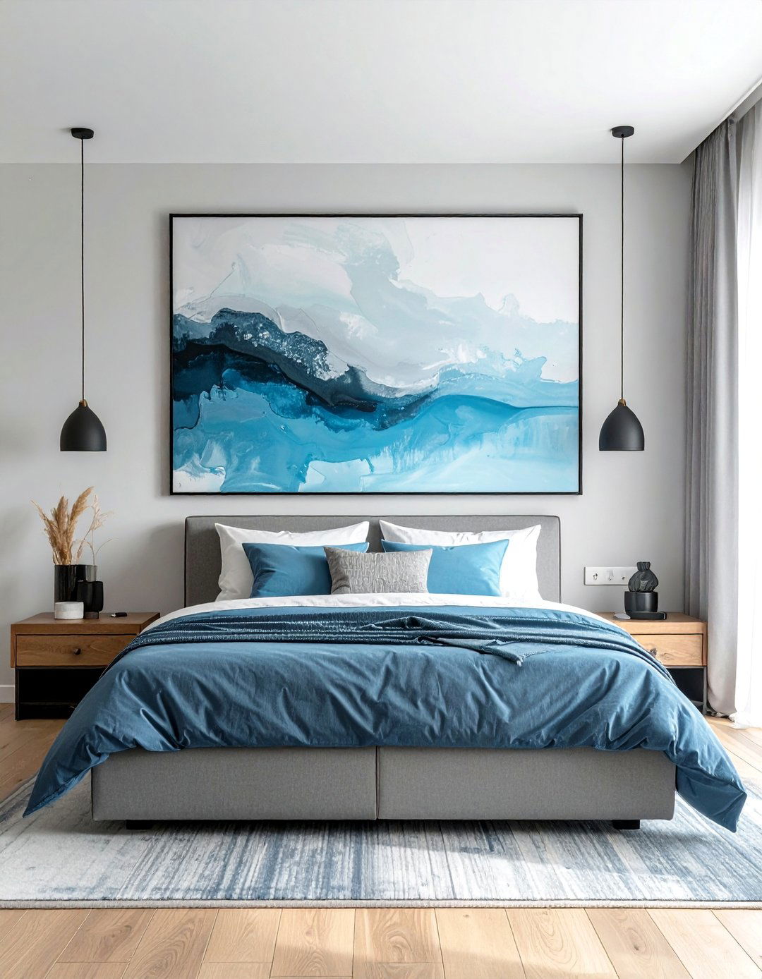 Transitional Bedroom with Curated Artwork - 30 Transitional Bedroom Ideas for a Timeless Look