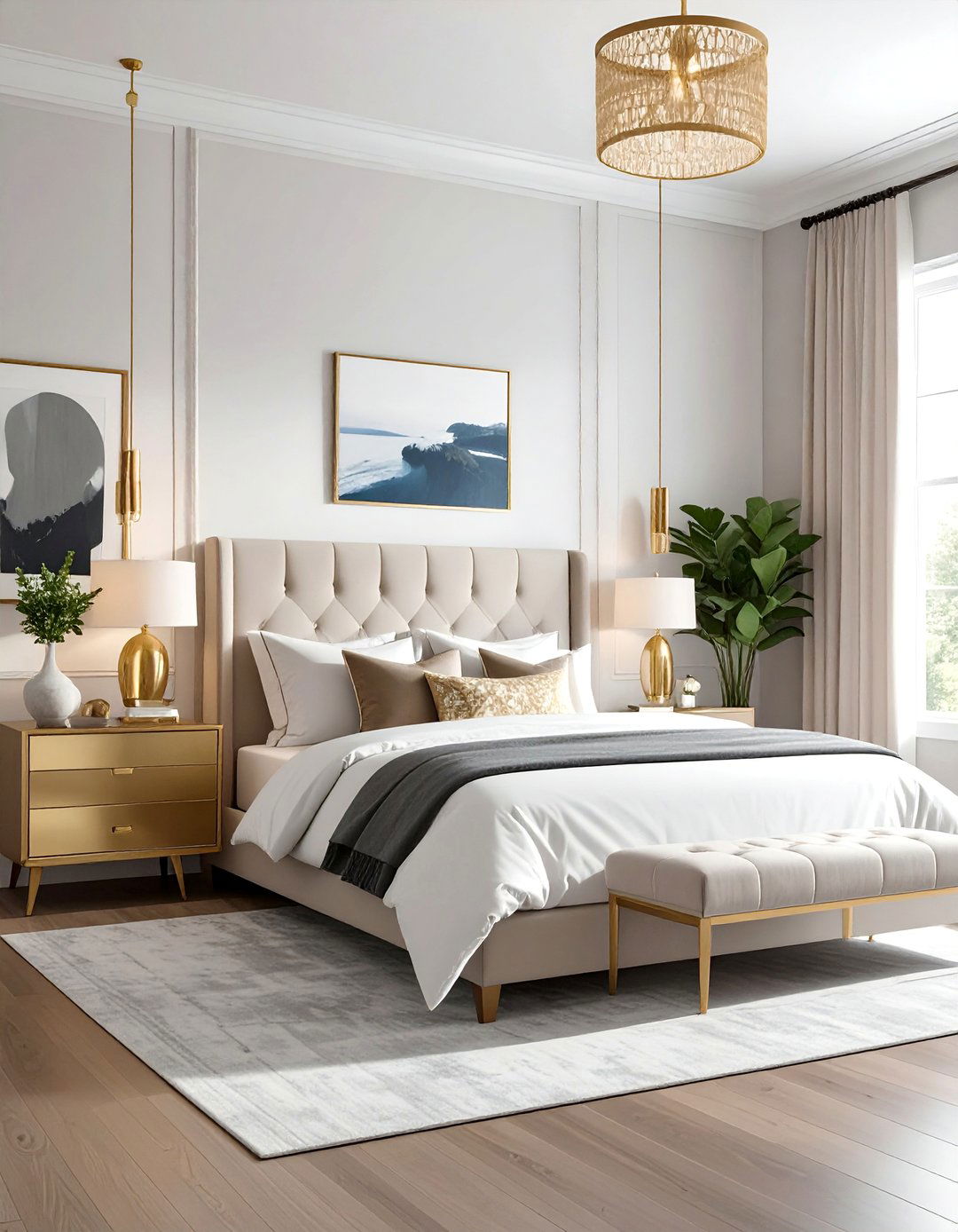 Transitional Bedroom with Subtle Metallic Accents - 30 Transitional Bedroom Ideas for a Timeless Look