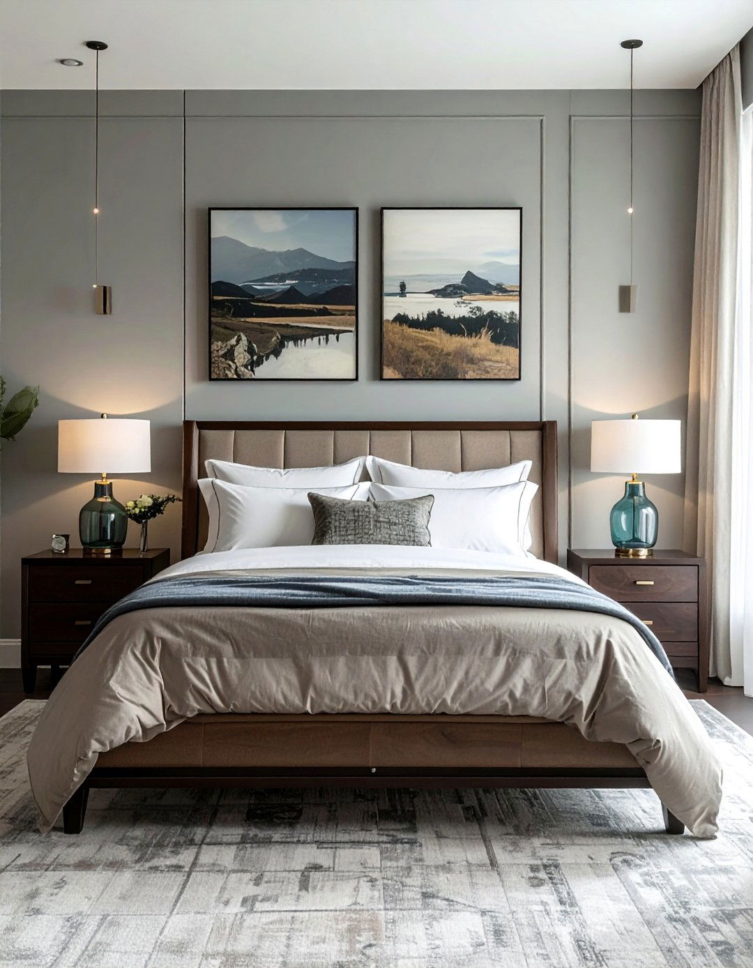 Transitional Bedroom with Symmetrical Nightstands - 30 Transitional Bedroom Ideas for a Timeless Look