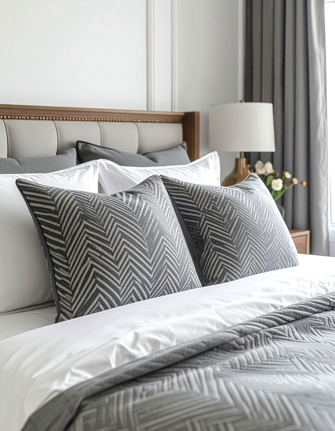 Transitional Bedroom with a Classic Pattern Accent - 30 Transitional Bedroom Ideas for a Timeless Look