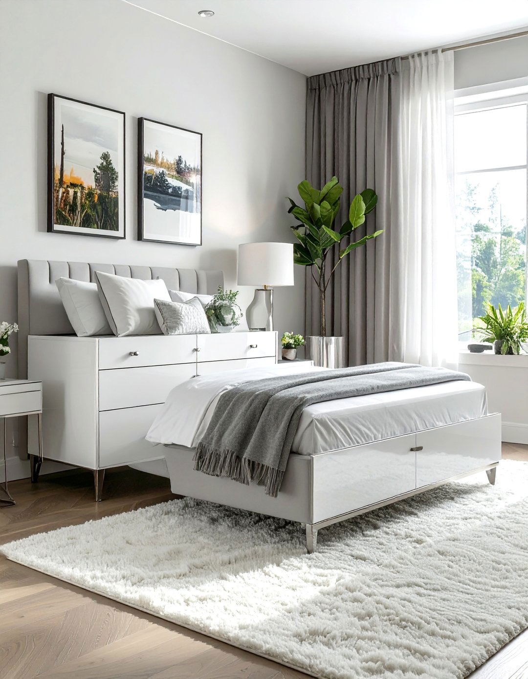 Transitional Bedroom with a High Gloss Lacquered Dresser - 30 Transitional Bedroom Ideas for a Timeless Look