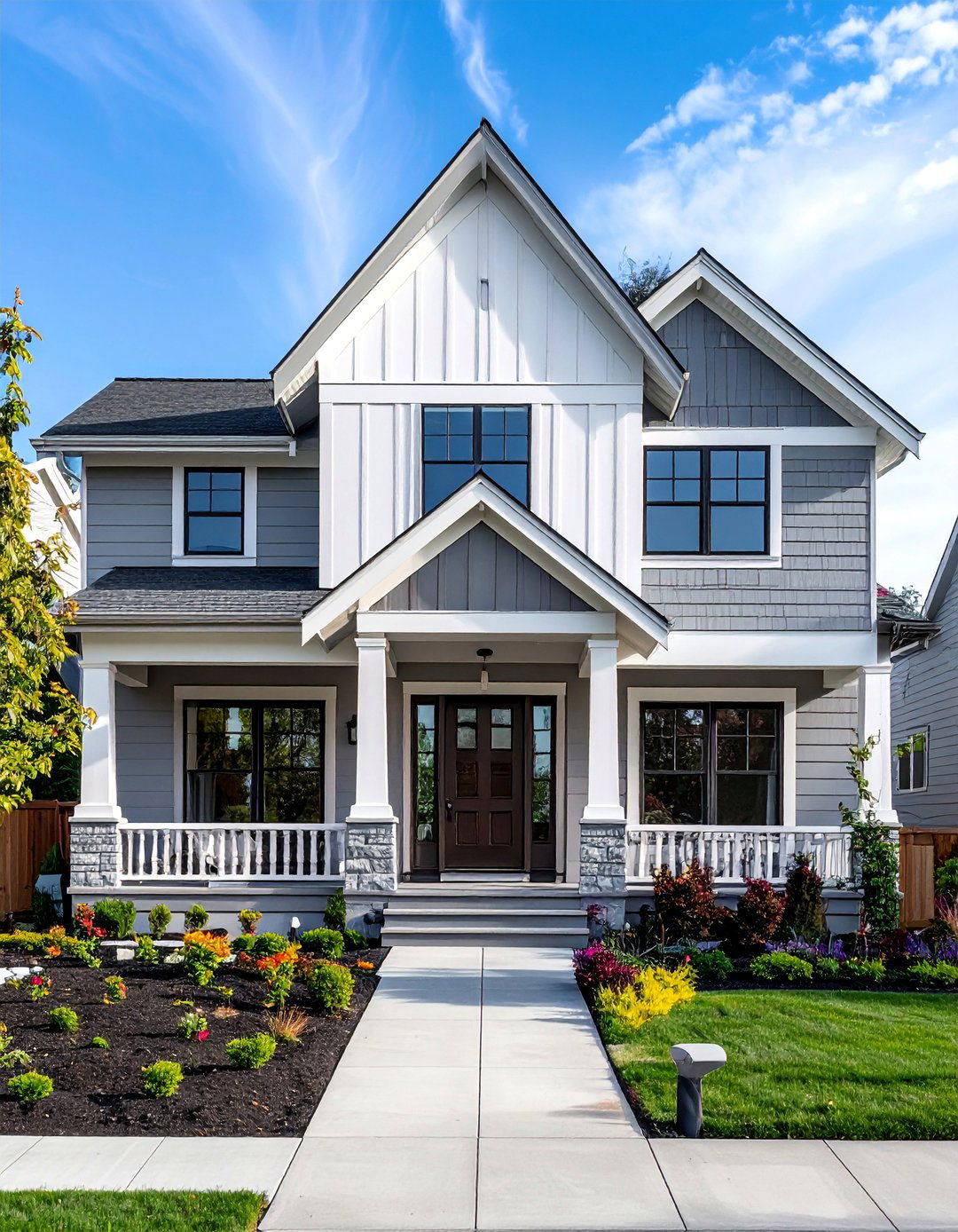 Transitional Home Exterior with Mixed Siding - 30 Transitional Home Exterior Ideas for Modern Appeal