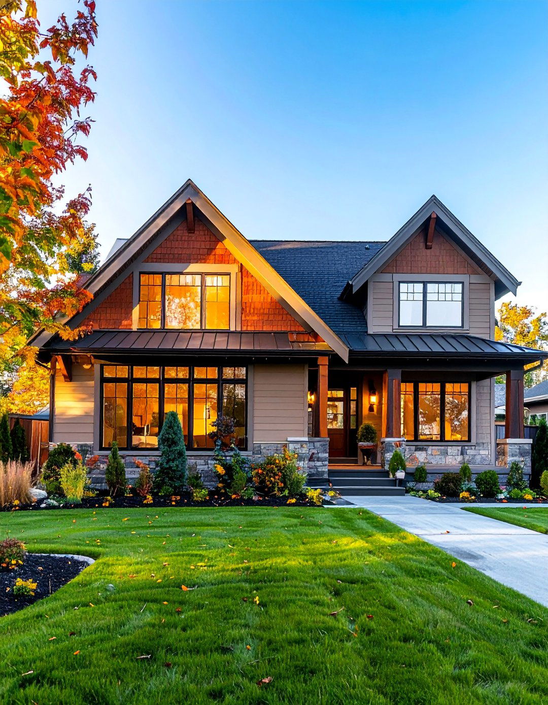 Transitional Home Exterior with Subtle Asymmetry - 30 Transitional Home Exterior Ideas for Modern Appeal