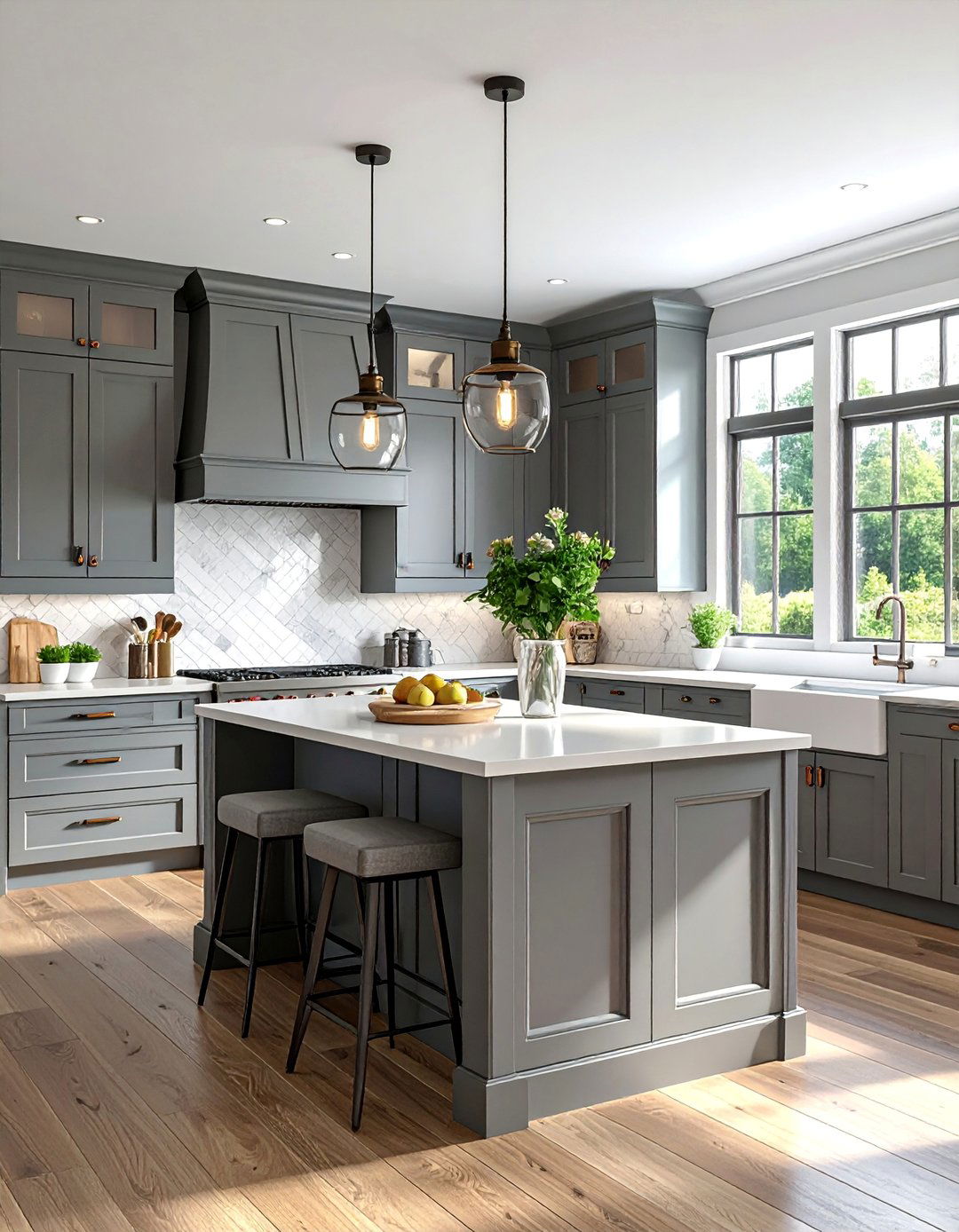 Transitional Style Balance - 40 Kitchen Island Ideas for Spacious Kitchens