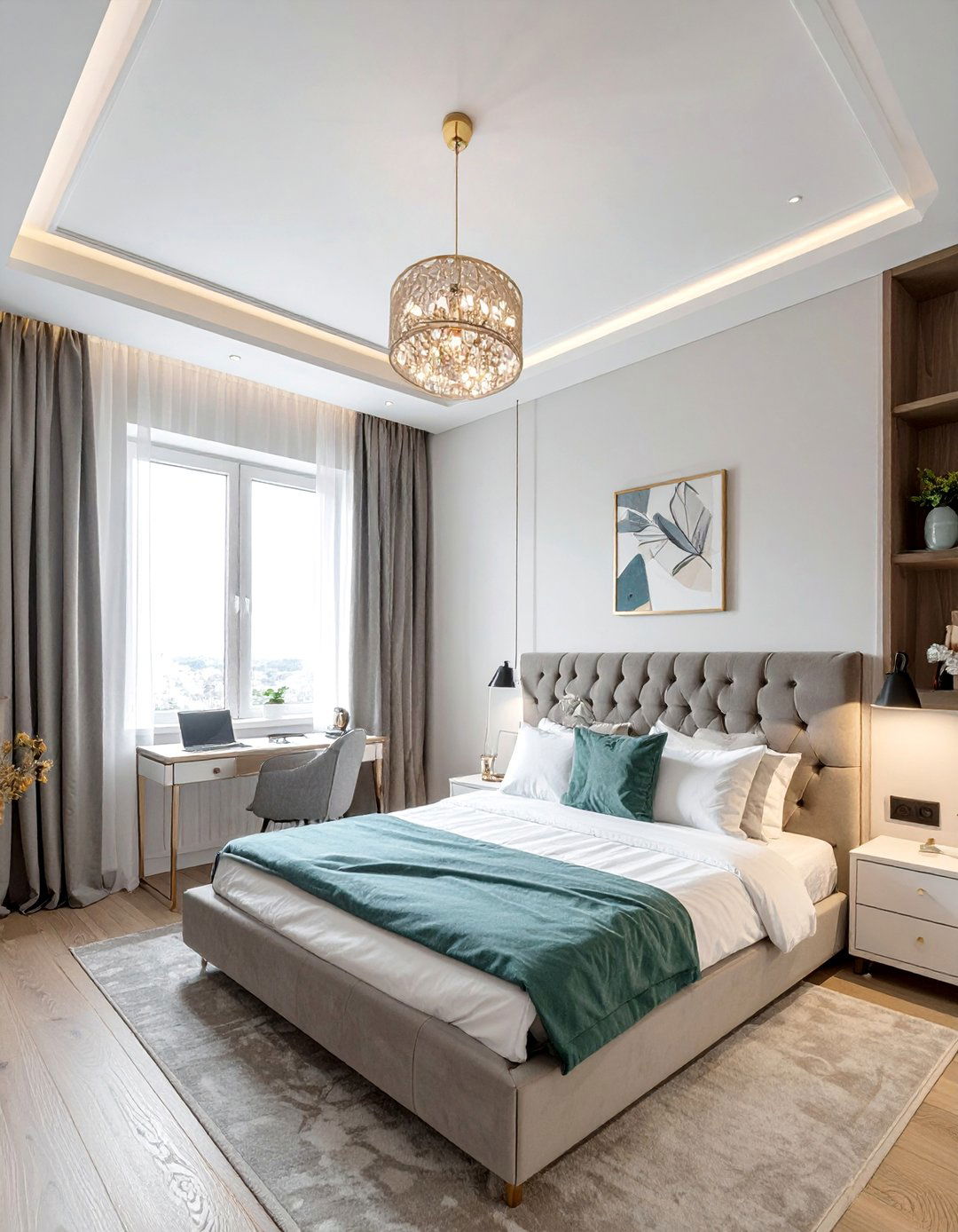 Transitional Style Balance - 40 Bedroom Office Ideas for a Productive Space