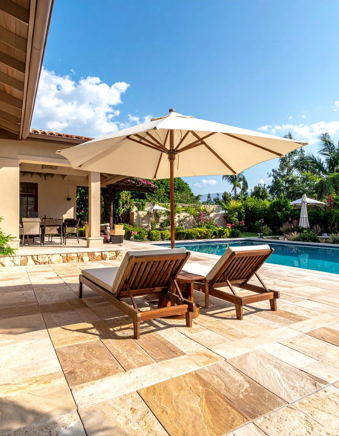 Travertine Patio Tiles for a Timeless Look - 30 Patio Tile Ideas for a Stylish Outdoor Space