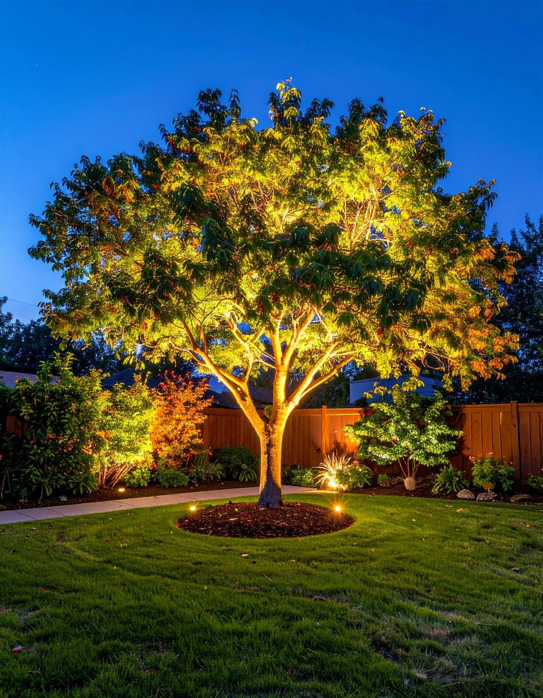 Tree Uplighting Focal Points - 40 Garden Lighting Ideas to Illuminate Your Outdoor Space