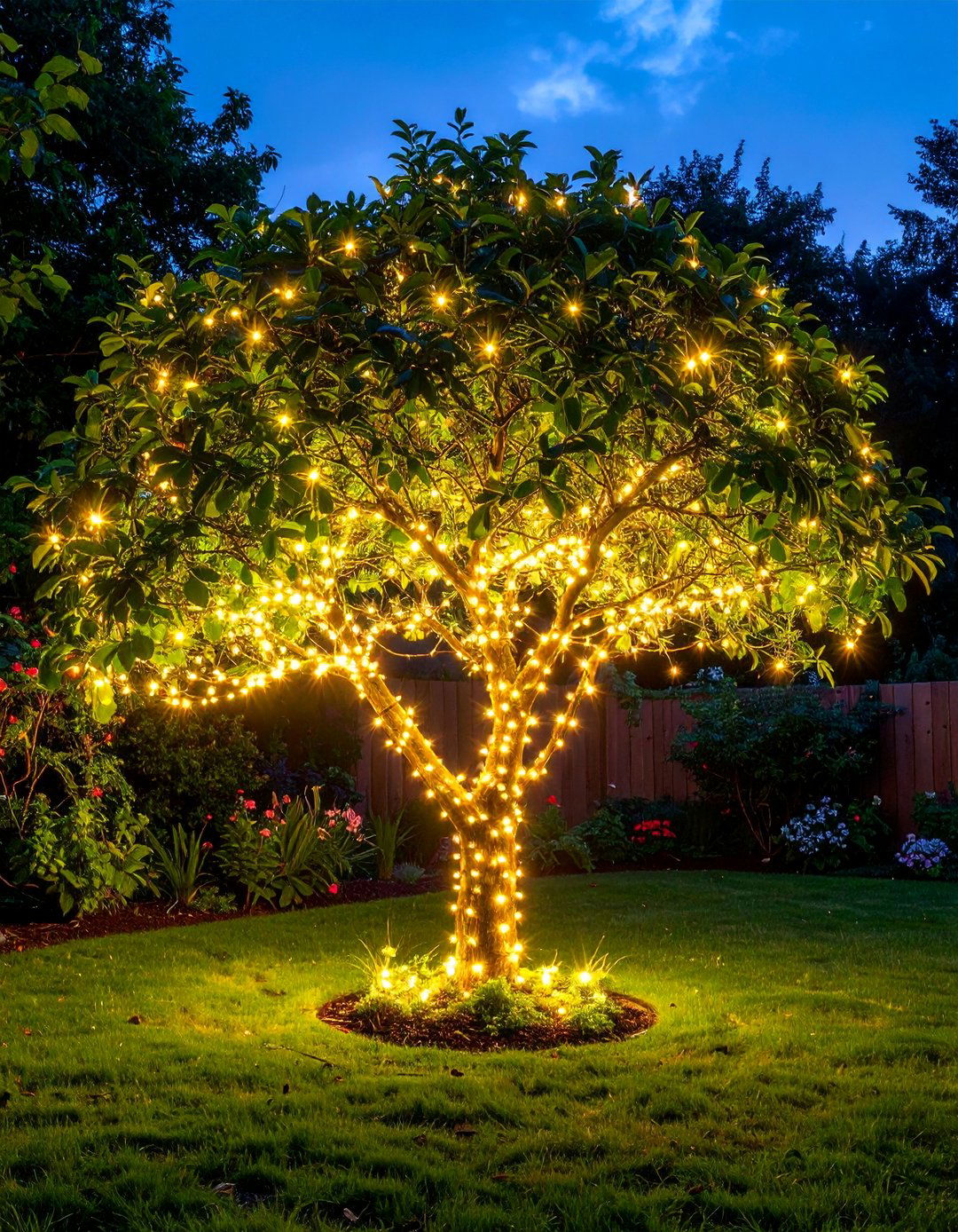 Tree Wrap Fairy Lights - 40 Garden Lighting Ideas to Illuminate Your Outdoor Space