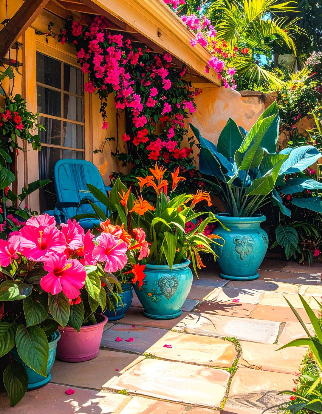 Tropical Bright Pink Orange and Turquoise Garden Colour Scheme - 30 Garden Colour Schemes to Brighten Your Outdoor Space