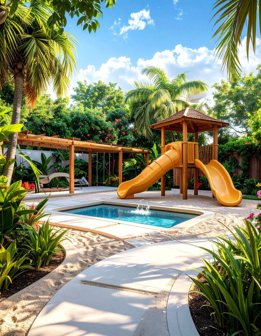 Tropical Childrens Play Garden Adventure - 30 Florida Backyard Ideas for a Tropical Oasis