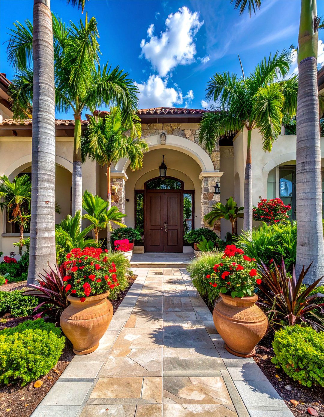 Tropical Front Yard Entrance Garden - 30 Florida Backyard Ideas for a Tropical Oasis
