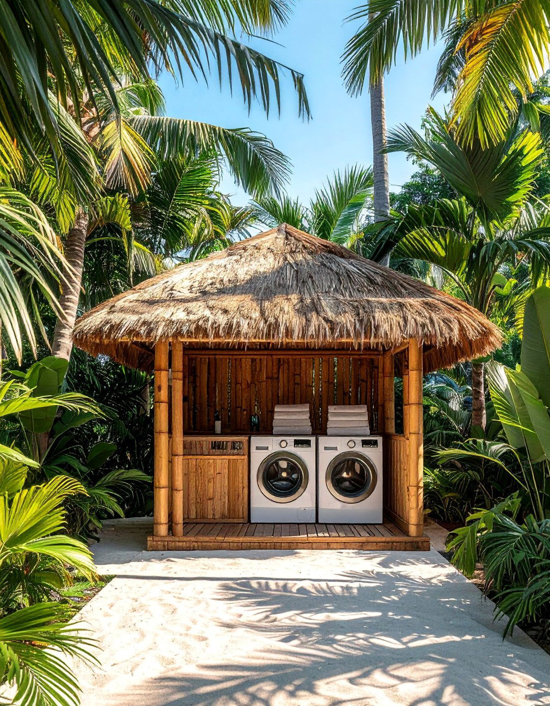 Tropical Inspired Outdoor Laundry Cabana - 30 Outdoor Laundry Room Ideas for Functionality